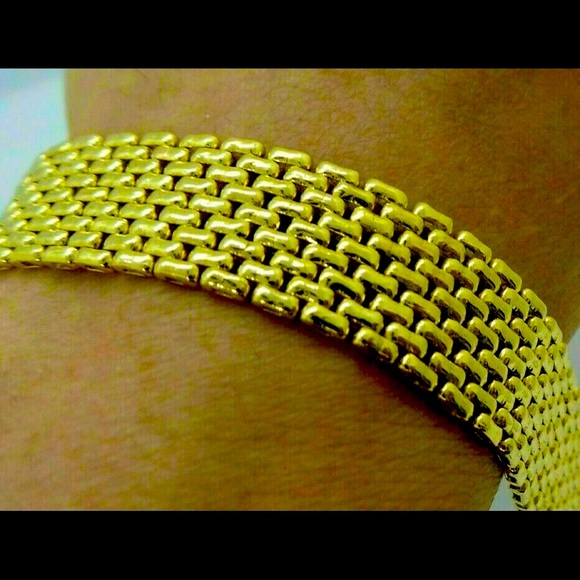 18K YELLOW GOLD LINK STAMPED BRACELET RARE - Picture 3 of 10